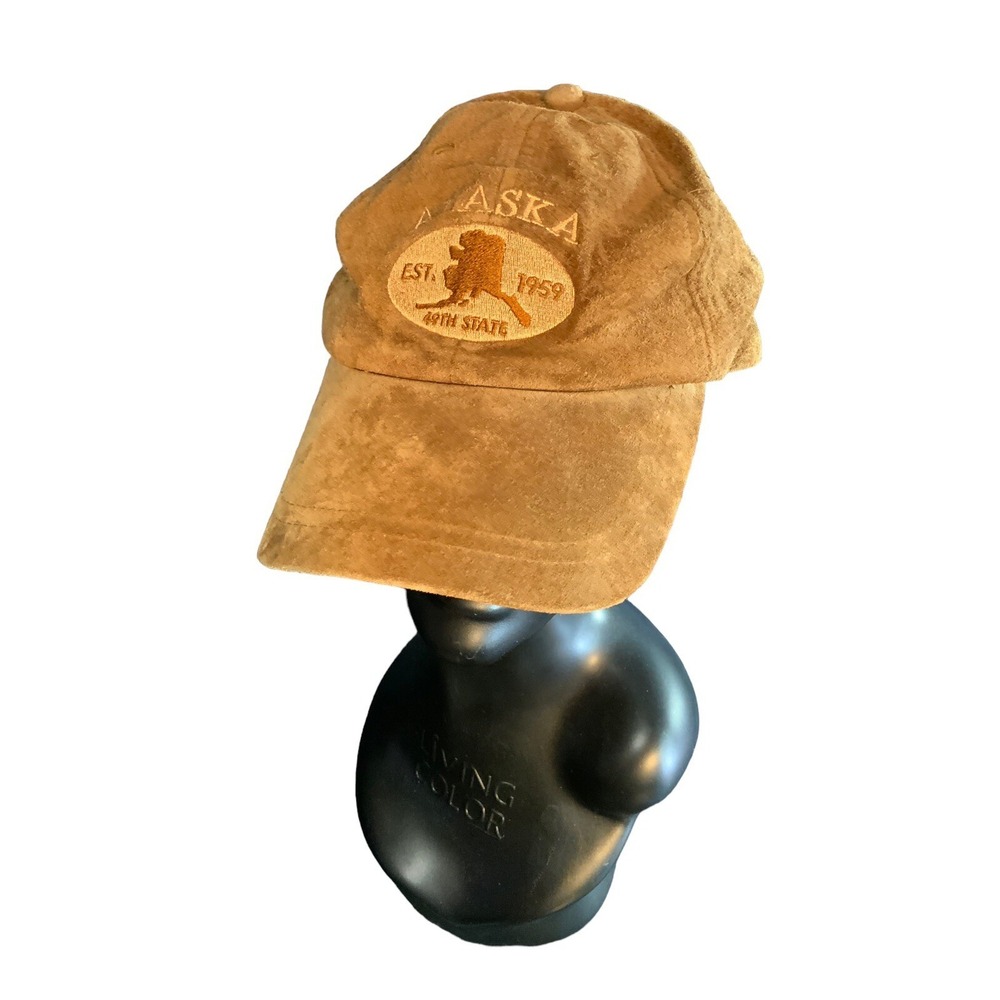 Rare Arctic Circle 100% Suede Leather Brown "Alaska" Ball Cap Adjustable